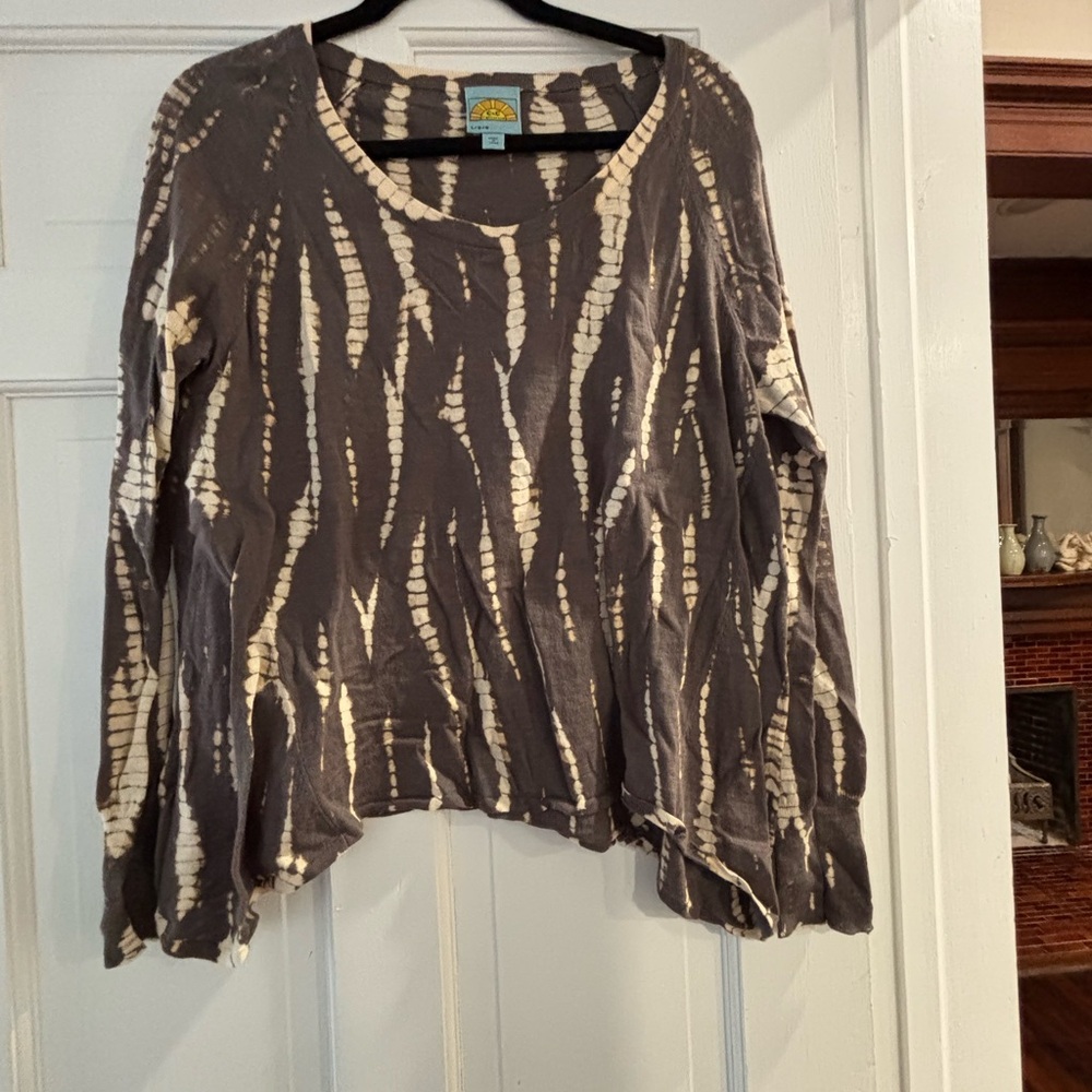 C&C California Brown and Cream Tie-Dye Long Sleeve Top